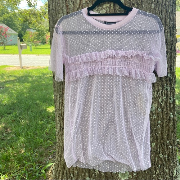 Topshop Mesh Tunic Top - Picture 2 of 4